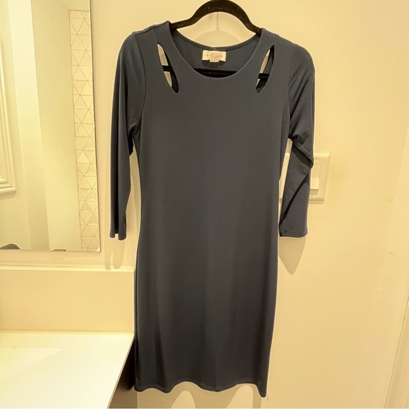 Velvet Brand Dress with Shoulder Cutouts (Navy) - Picture 3 of 6